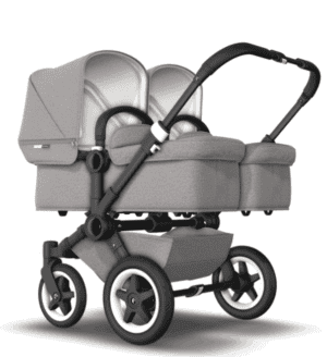 Bugaboo® donkey twin kinderwagen - zwart - mineral light grey