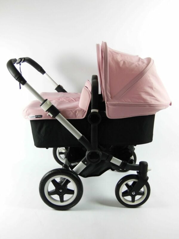 Bugaboo® donkey twin kinderwagen - alu/black/soft pink